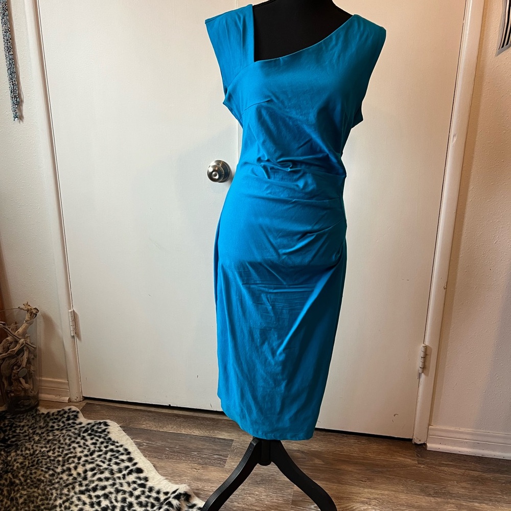 Elegant Blue One-Shoulder Ruched Cocktail Dress